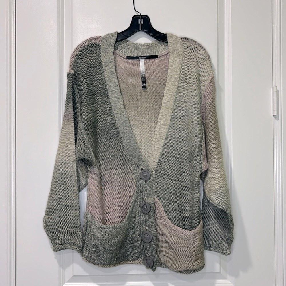 Kensie Slouchy Variegated Knitted Cardigan Size Medium